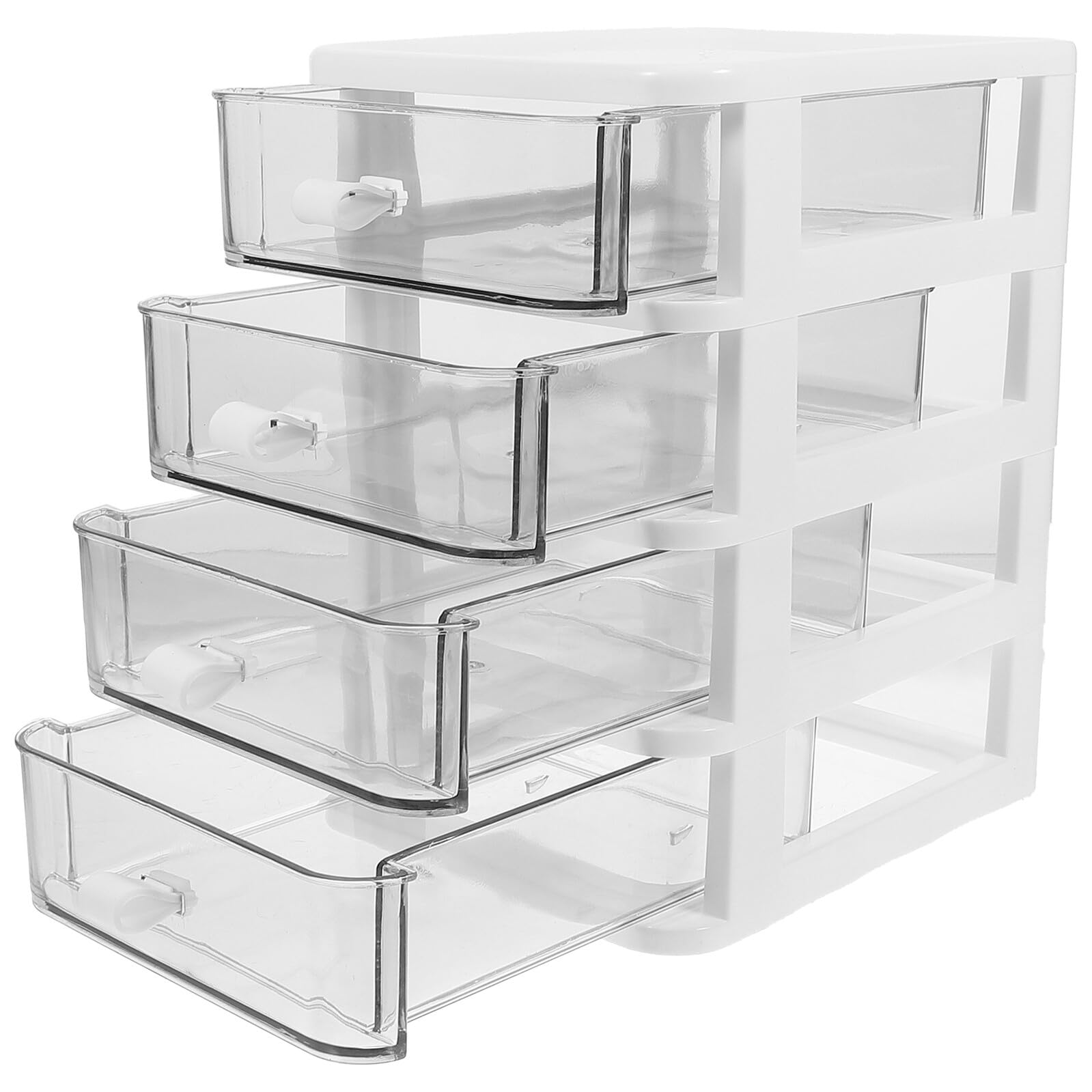 Organizador de Escritorio Cajonera Plástica Transparente Resistente Almacenaje Cosméticos Papelería Multifuncional Compacta