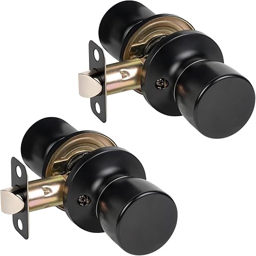 Vista 18 de HOSOM Pomo de puerta con cerradura y llave, perilla de puerta de entrada con llave, cerradura de puerta exterior e interior para puerta delantera