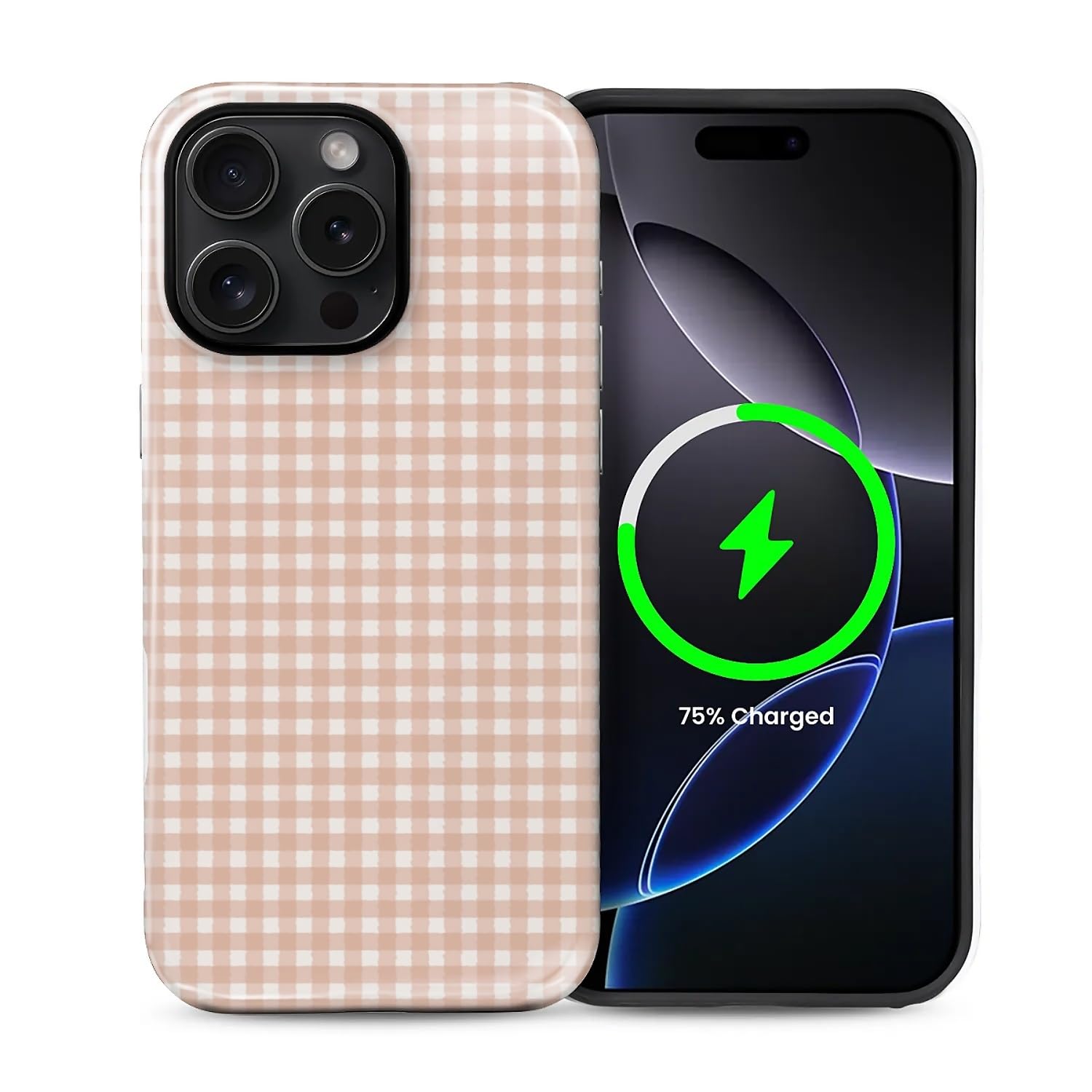for iPhone 15 Pro Max Case,Compatible with MagSafe,Dual-Layer Hard Shell + Silicone Cover,Full Body Protection Shockproof Case for iPhone 15 Pro Max-Pink Gingham Retro Checkered Pink Gingham Retro Checkered IPhone 15 Pro Max