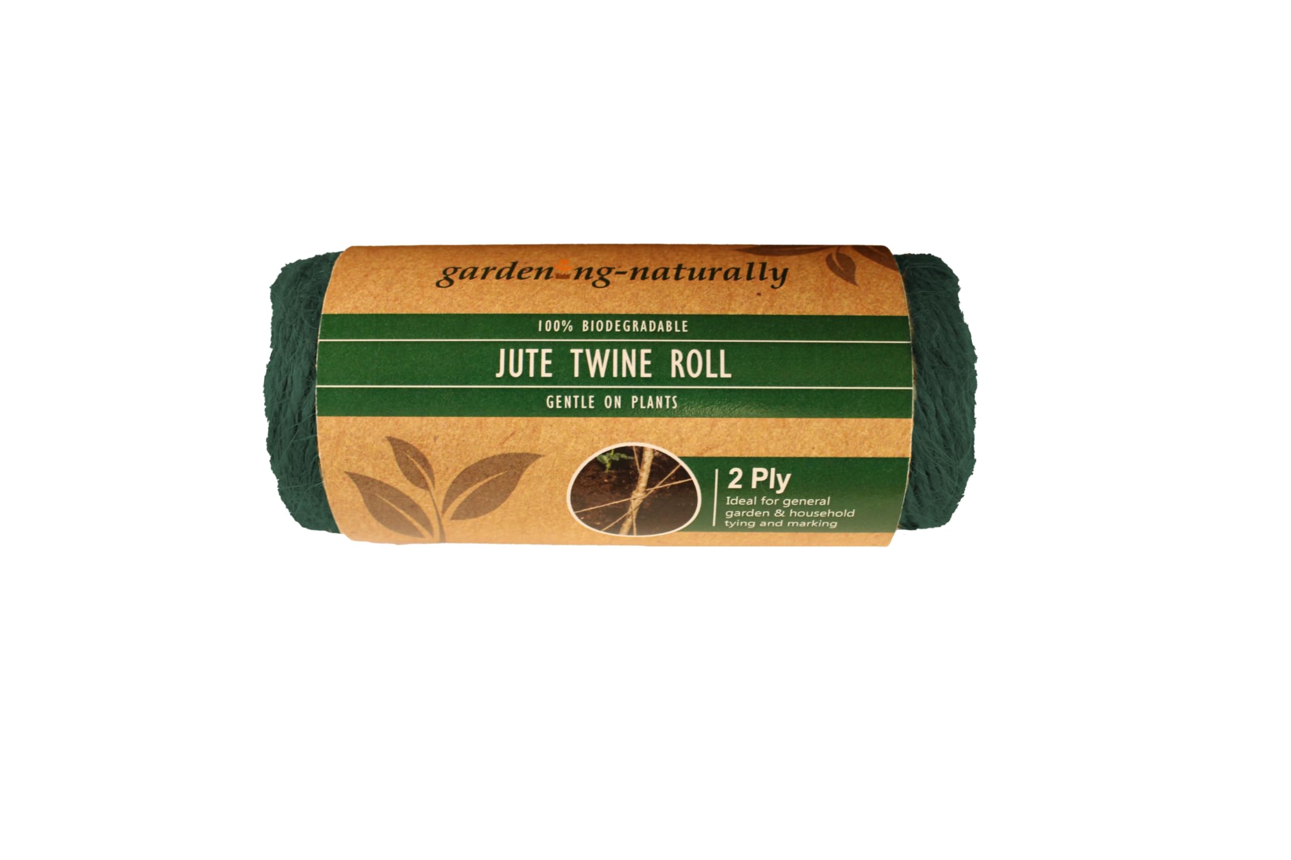 Gardening Naturally Green Natural Jute Garden Twine Roll – Biodegradable & Gentle, Perfect For Tying Plants And Marking Seeds, 45M Length (Green)