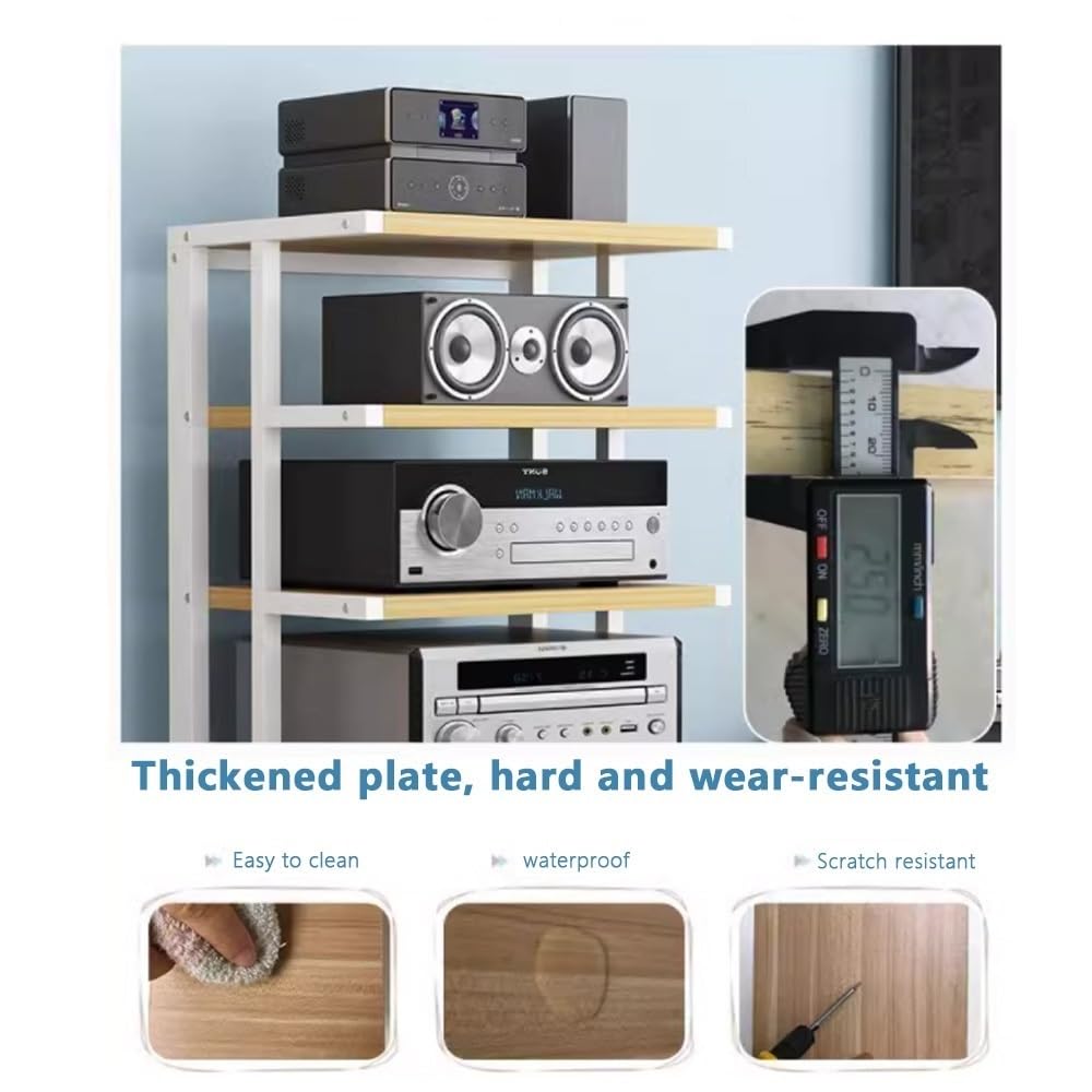 5-poziomowy stojak na media z kółkami, mobilna szafka do przechowywania komponentów HiFi, stojak stereo do odtwarzaczy CD, głośników i sprzętu audio