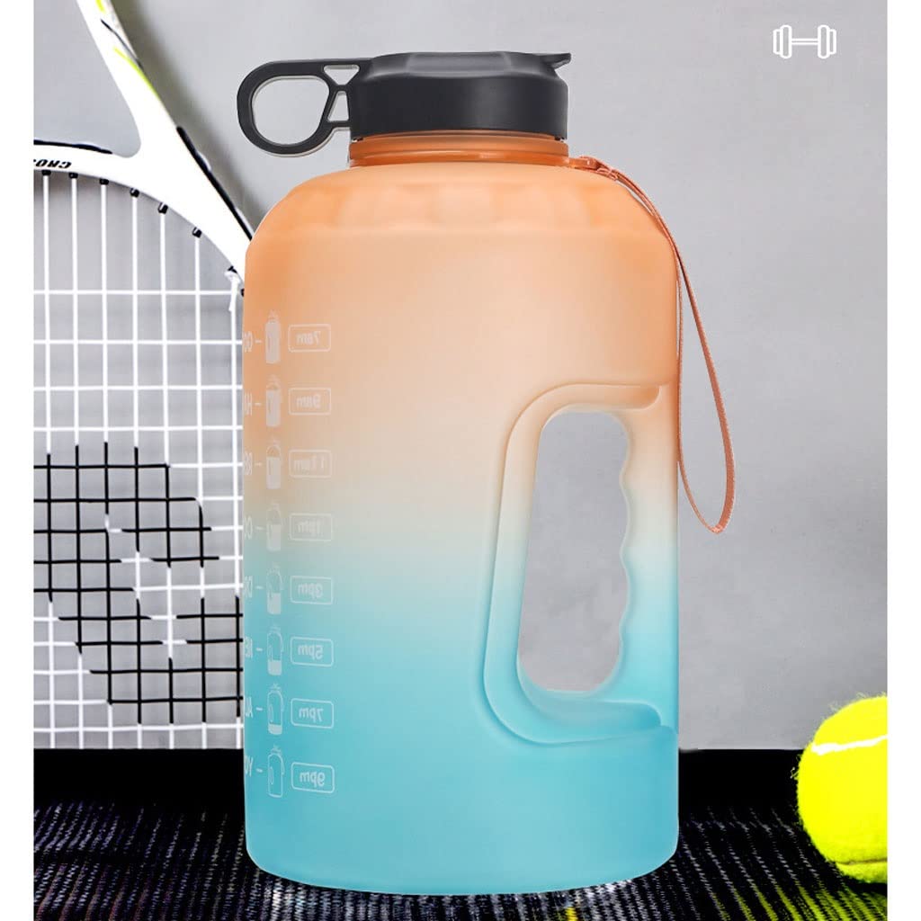 Bottiglia Acqua Sportiva 3.78L Bottiglia di grande capacità con coperchio del marker di tempo for le bevande dell'acqua Bevande del latte Simple Tazza con bottiglia di bere paglia Sport Borracce ( Blu