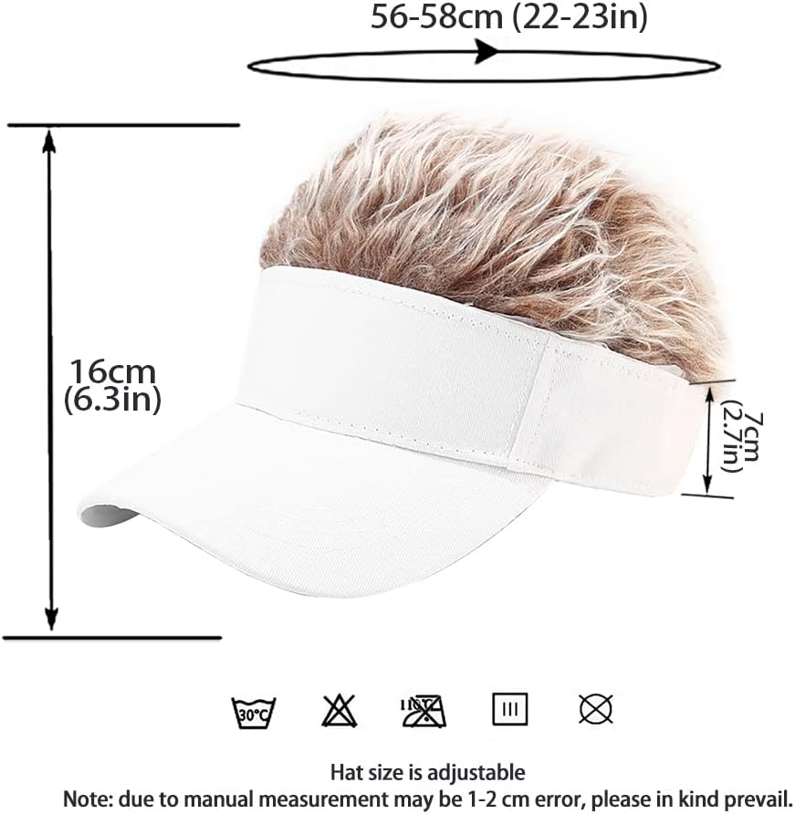 Malaxlx Mens Visor Cap Wig Adjustable Baseball Cap Golf Hats with Fake Hair - Image 7