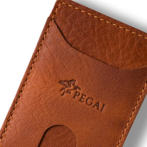 PEGAI Full Grain Leather Money Clip Wallet | Handmade Brown Minimalist Wallet for Men | Slim Business Card Holder | Mens Wallet with Money Clip | MAX (Rustic)4