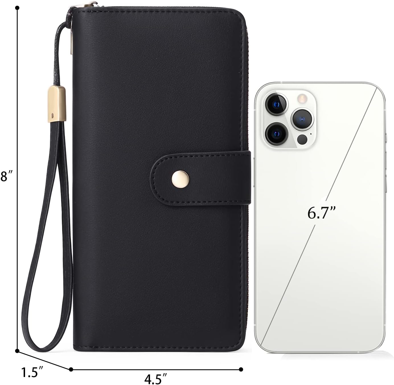 GAEKEAO Wallet for Women Clutch RFID Blocking Wristlet Leather Purse Large Capacity Credit Card Holder with Grip Hand Strap - Image 3