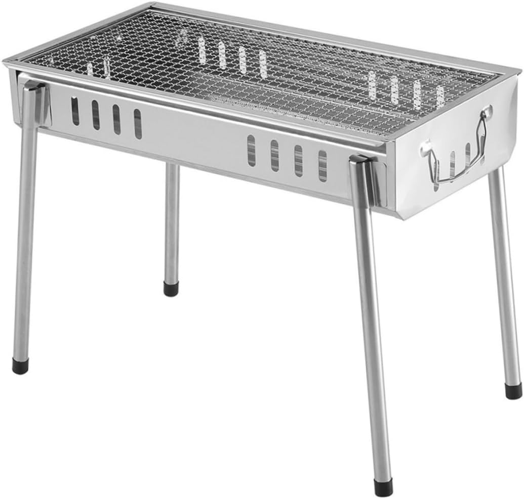 Portable Charcoal Grill for Outdoor Camping Medium-sized Stainless Steel BBQ Cooking Rack Charcoal Tray for Picnics Tailgating and Backyard Gatherings