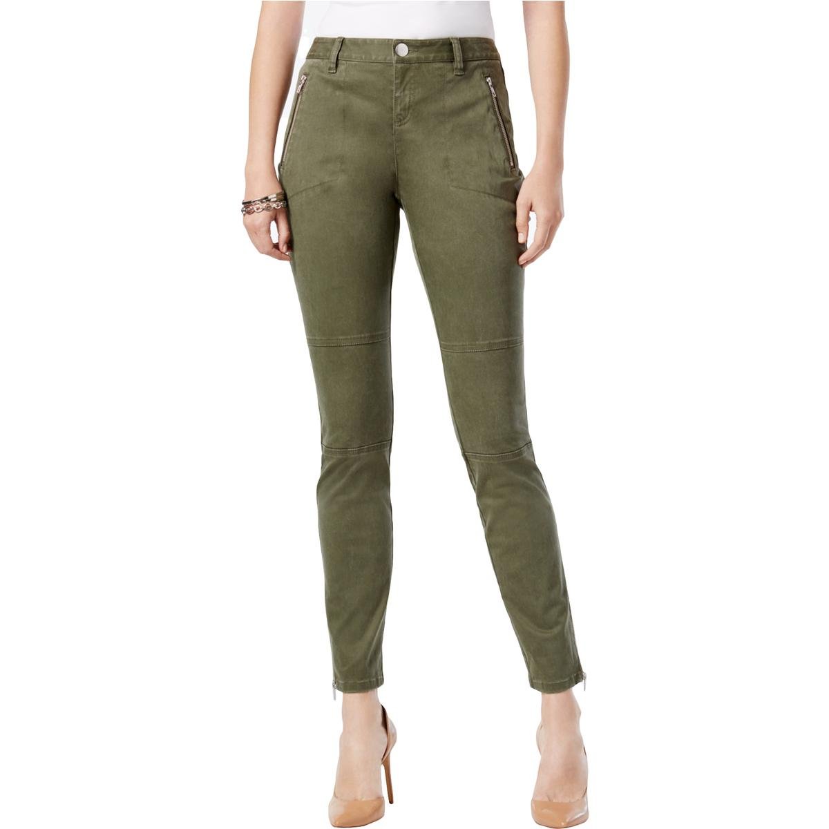 INC Womens Textured Utility Skinny Pants Green 0