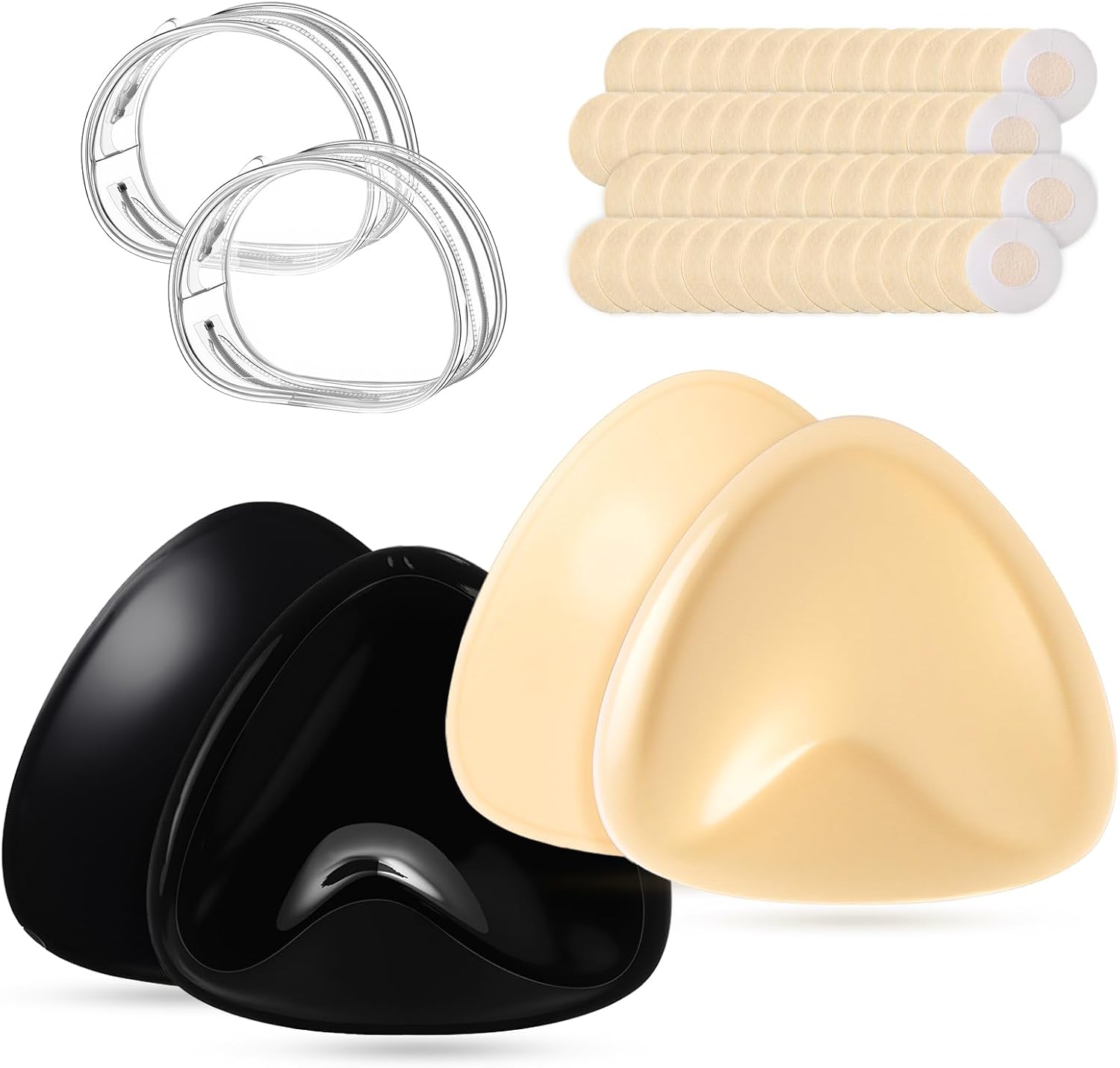Handepo 2 Pair Double-sided Sticky Bra Inserts with 100 Nipple Covers Push up Sticky Pads for Sport Bikini Swimsuit