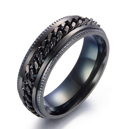 Yellow Chimes Tough Dude Black Chain Stainless Steel Ring for Men and Boys