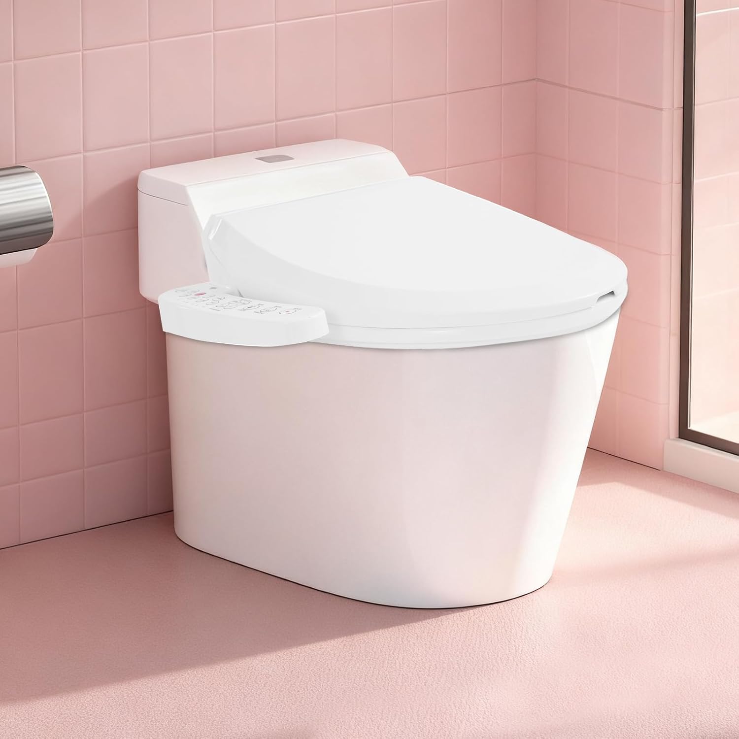 Bidet Toilet Seat White Electric Smart Bidet with Night Light Modern Soft Close Elongated Heated Seat, Adjustable Temperature, Warm Air Dryer