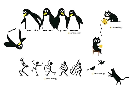 SYGA Set of 4 Decorative Beautiful Modern Art Kids Room PVC Vinyl Switch Board Stickers