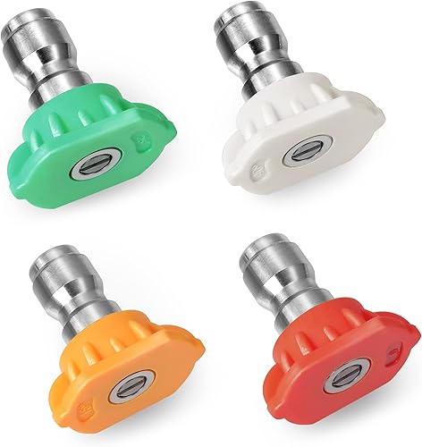 DNA MOTORING TOOLS-00233 - Juego de 4 puntas de boquilla para lavadora de alta presión, paquete de 4 unidades, varios grados (0, 15, 25, 40) (2.5