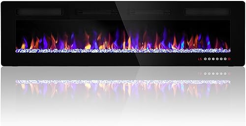 Chimenea eléctrica de 60 pulgadas montada en la paredempotrada, inserto de chimenea eléctrica con 5100BTU para habitación de 410 pies cuadrados,