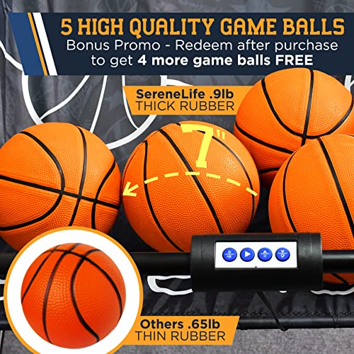 SereneLife Dual Hoop Basketball Shootout Indoor Home Arcade Room Game with Electronic LED Double Basketball Shot Scoreboard & Play Timer, Fold-up Court Shooting Sports for Kids&Adults Player