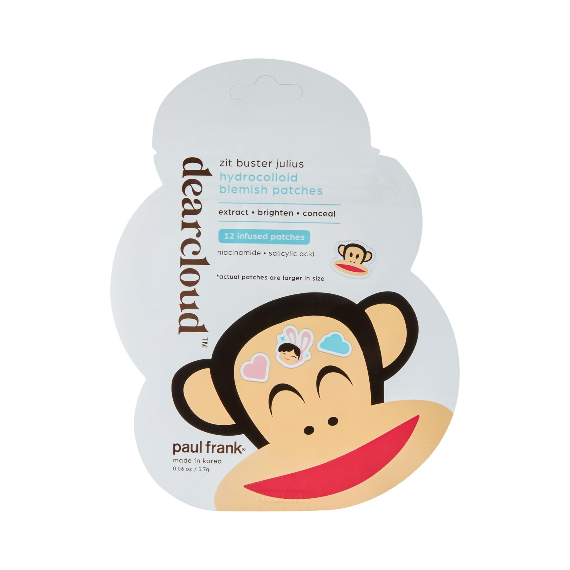 dearcloud Paul Frank Zit Buster Julius Hydrocolloid Blemish Patches Pimple Patches for Face Acne Spot Treatment With Niacinamide