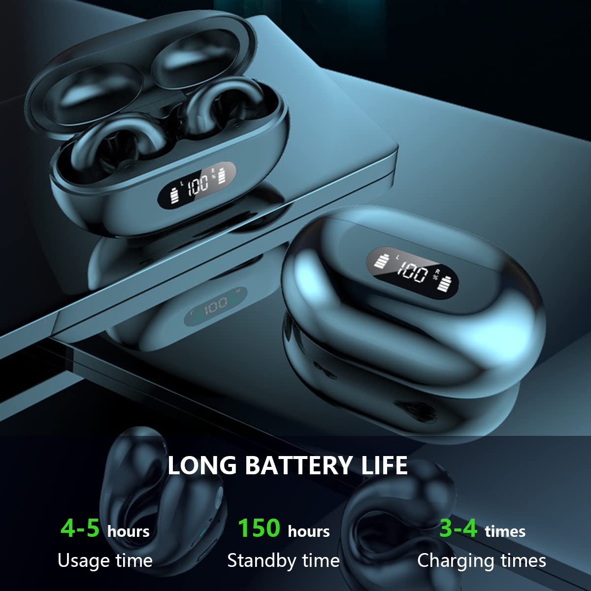 Bezprzewodowe słuchawki douszne z klipsem na przewodnictwo kostne, z otwartym uchem, Bluetooth 5.3, mini klips, sportowe, bezbolesne, bezprzewodowe, Bluetooth, do biegania, jazdy samochodem, treningu