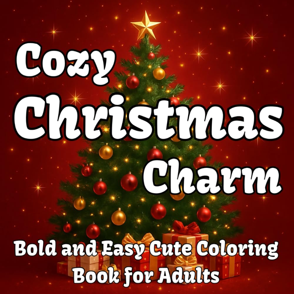 Cozy Christmas Charm. Bold and Easy Cute Coloring Book for Adults: Cute and Festive Christmas Pages for Relaxation, Stress Relief, and Holiday Joy