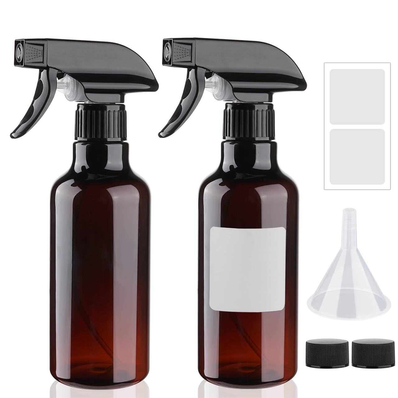 Hokretme Plastic Spray Bottles 2 Pack 350ml/12oz Adjustable Mist/Stream Spraying Heavy Duty Square Water Spray Bottles for Hair, Cleaning Solutions, Plants，Essential Oils (Clear)