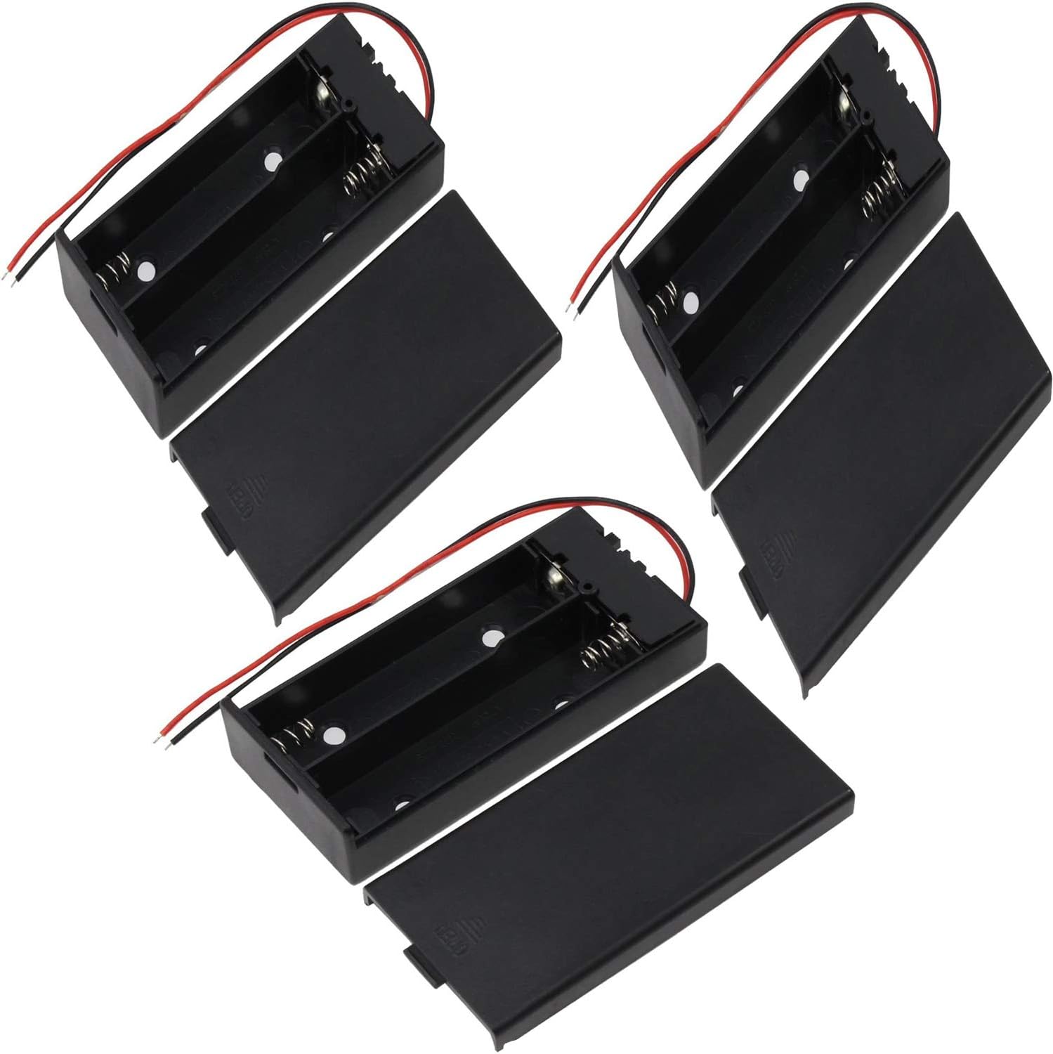 3Pcs 18650 Battery Storage Case 2 Slots x 3.7V for Batteries Holder Box Container with ON/Off and Switch (Battery Holder)