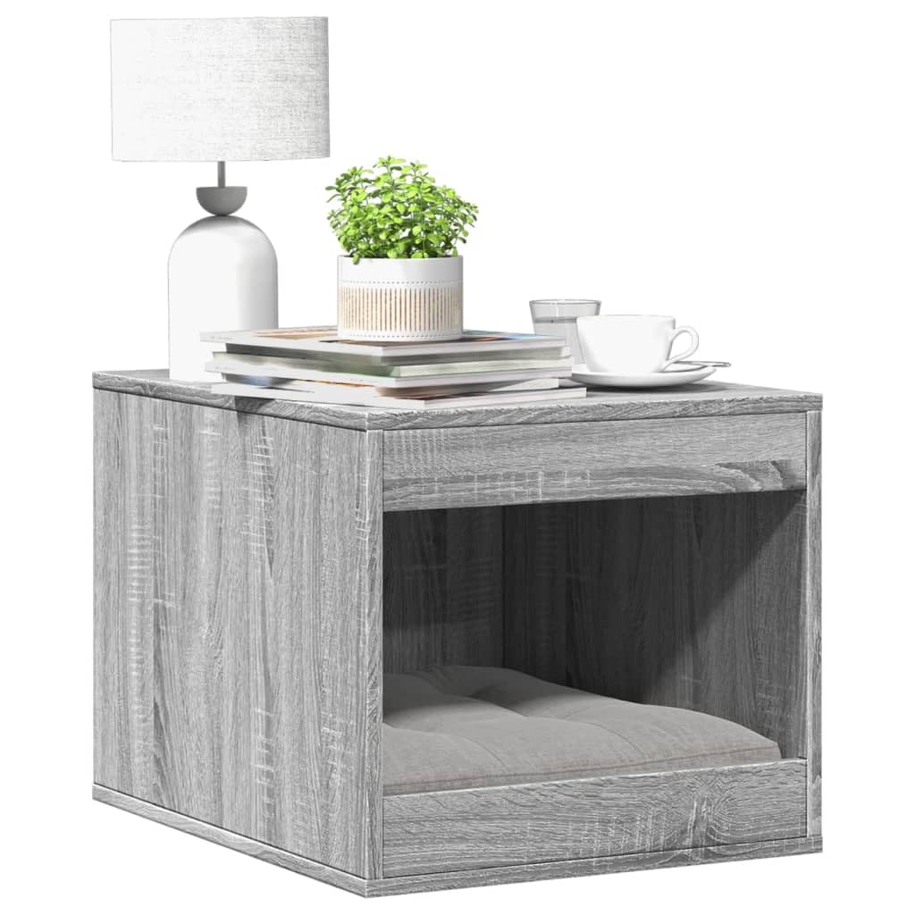 Katzenklo Grau Sonoma 47x59x42 cm Holzwerkstoff | Verstecktes Design, Beistelltisch, Aufbewahrungsmöbel, pflegeleicht mit feuchtem Tuch