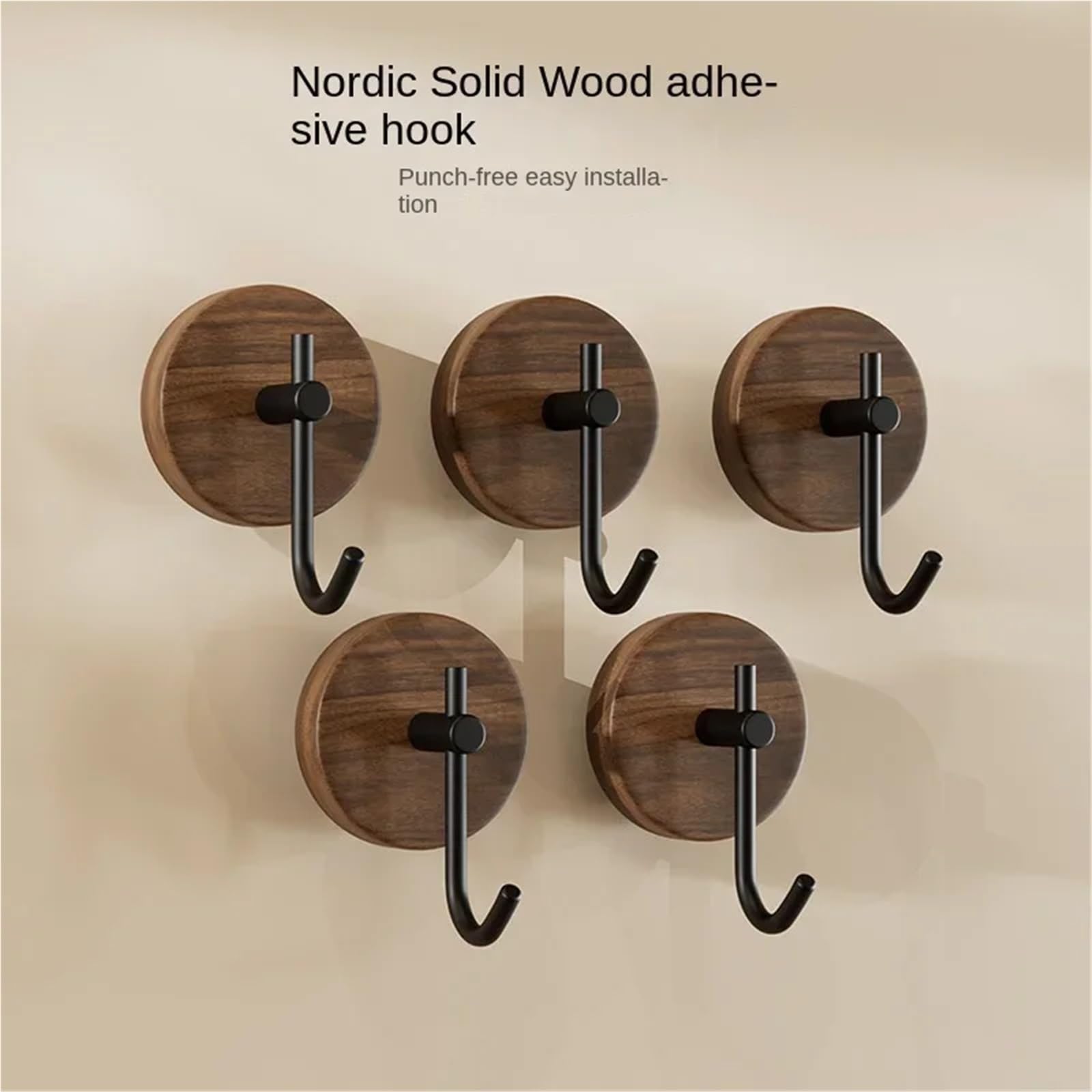 Ganchos de pared, Gancho autoadhesivo de madera maciza con forma llave nogal, toallero decorativo, colgador puerta(White-j)