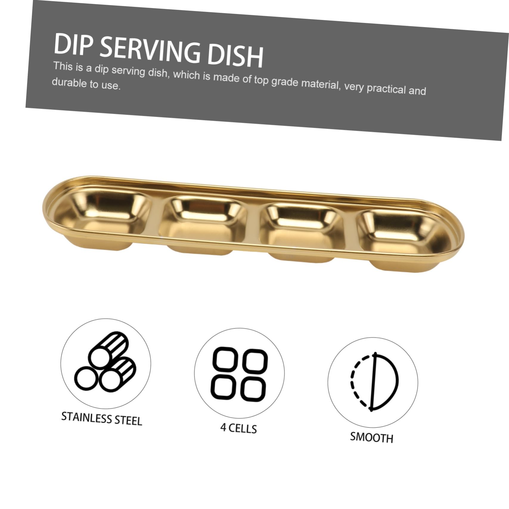 Cabilock 4-grid Condiment Dish Set Removable Dipping Sauce Tray for Restaurant Home