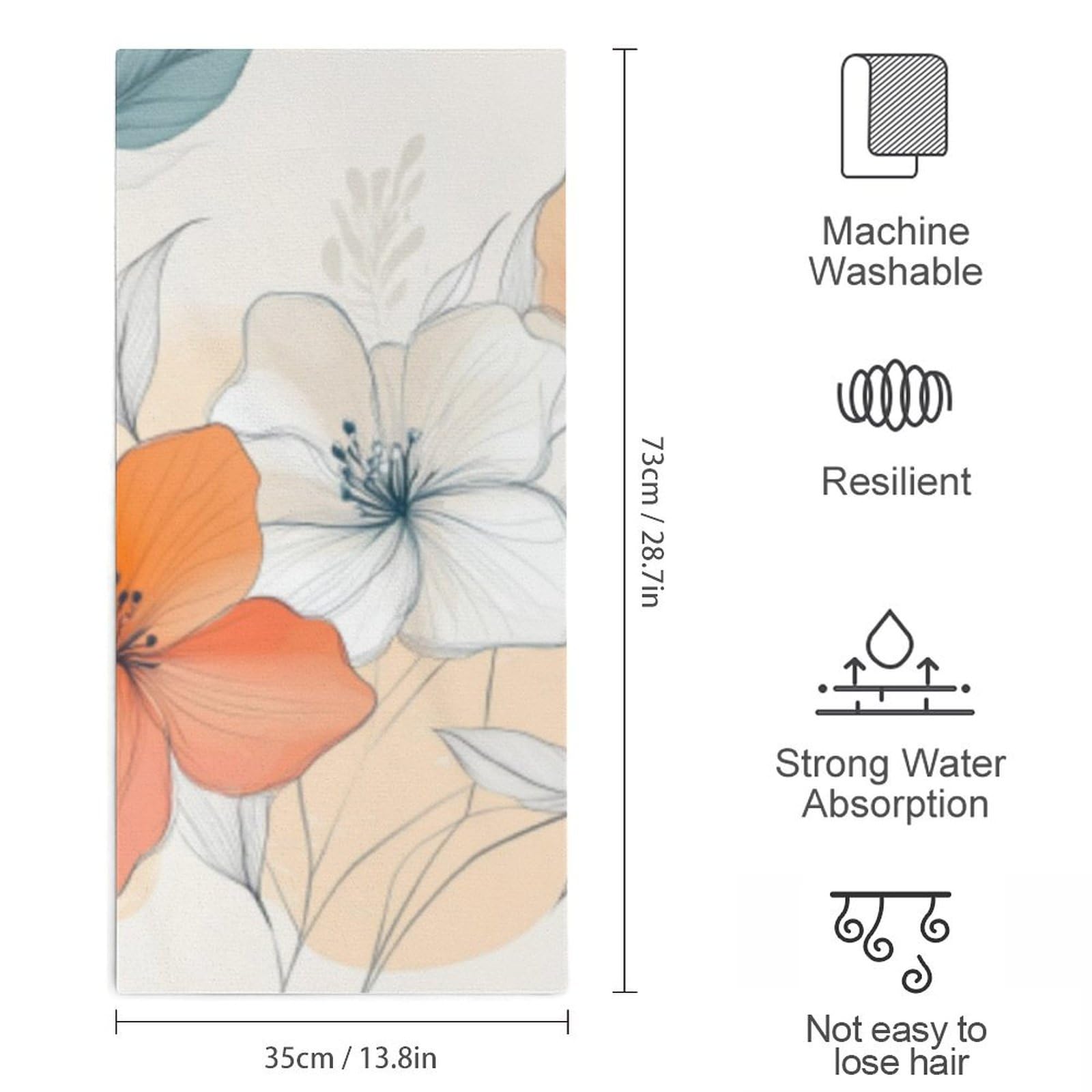 velumair Modern Flower Line Art Hand Towels Bathroom Hand Towel Absorbent Soft Bath Towels Fingertip Towels for Bathroom Decorative