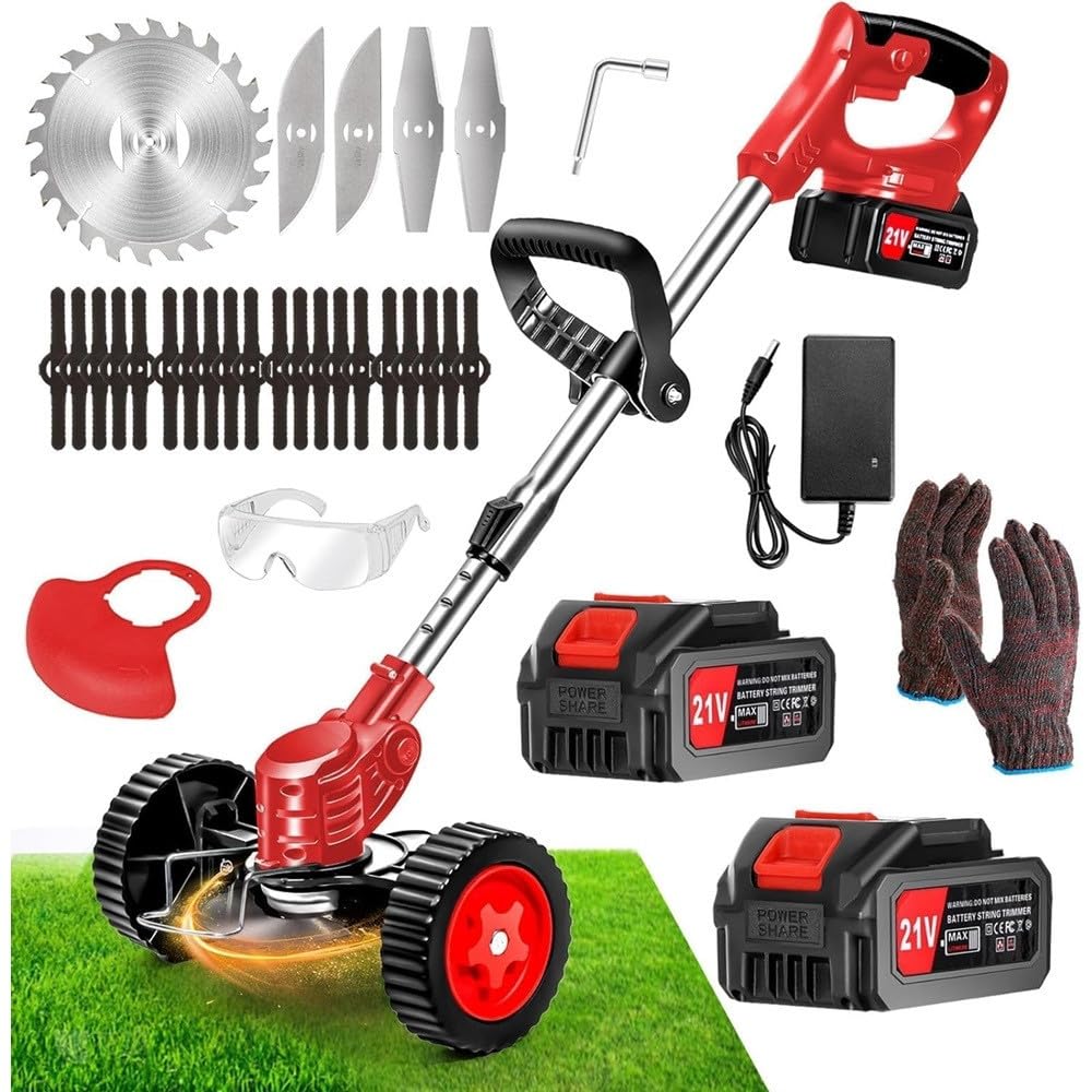Trade Shop - Decespugliatore A Batteria 21v Tagliabordi Elettrico Altezza Regolabile per Giardini -