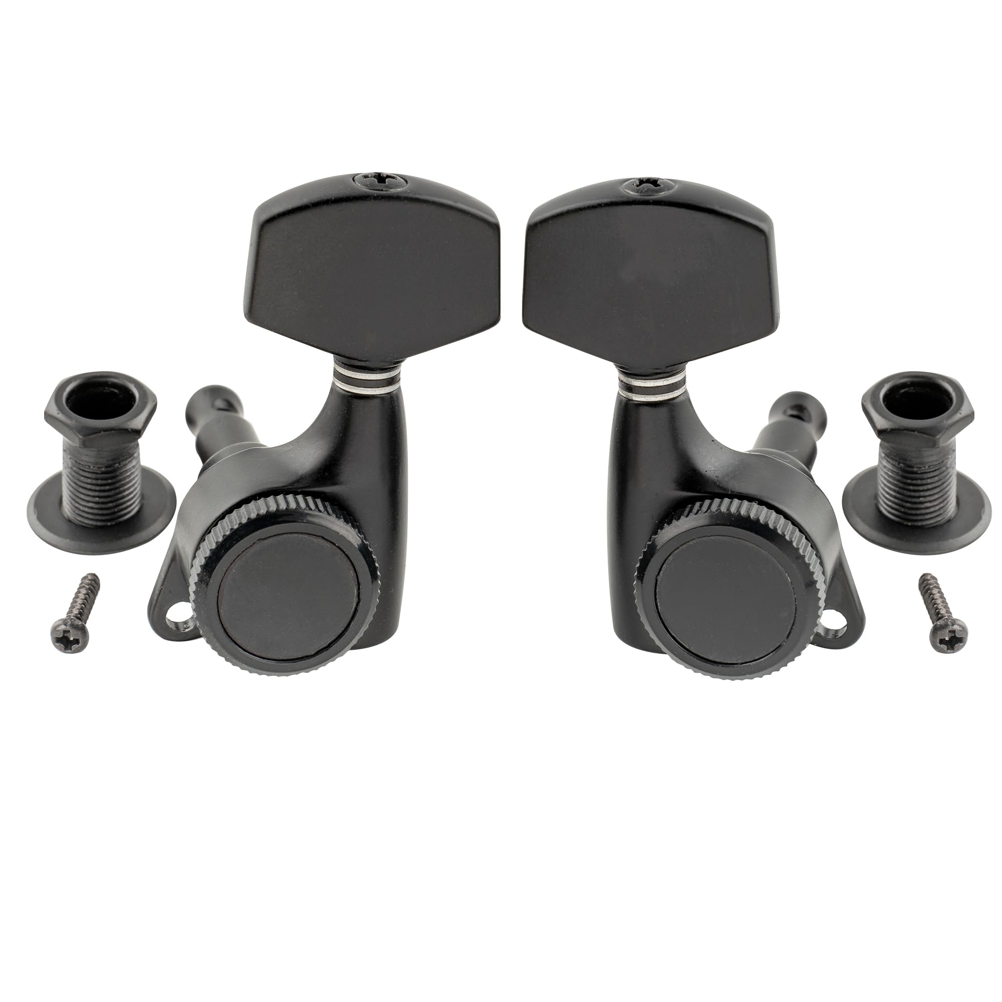 Musiclily Pro 3L3R Tunery Blokujące Gitarowe Klucze Blokowane Locking Tuners Kołki Strojenia do Gitary Elektrycznej Akustycznej LP SG, Czarny Pokrętła Big Hex