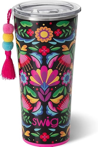 Swig Life - Vaso aislante de 22 onzas, vaso de viaje para café con tapa, taza de café para viaje compatible con portavasos, de acero inoxidable