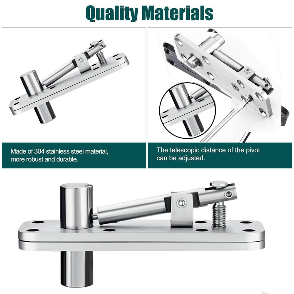 Wotendy Heavy Duty Hidden Door Hinges, 360° Rotation Stainless Steel Pivot Hinge, Up to 260kg Load-Bearing - Image 3