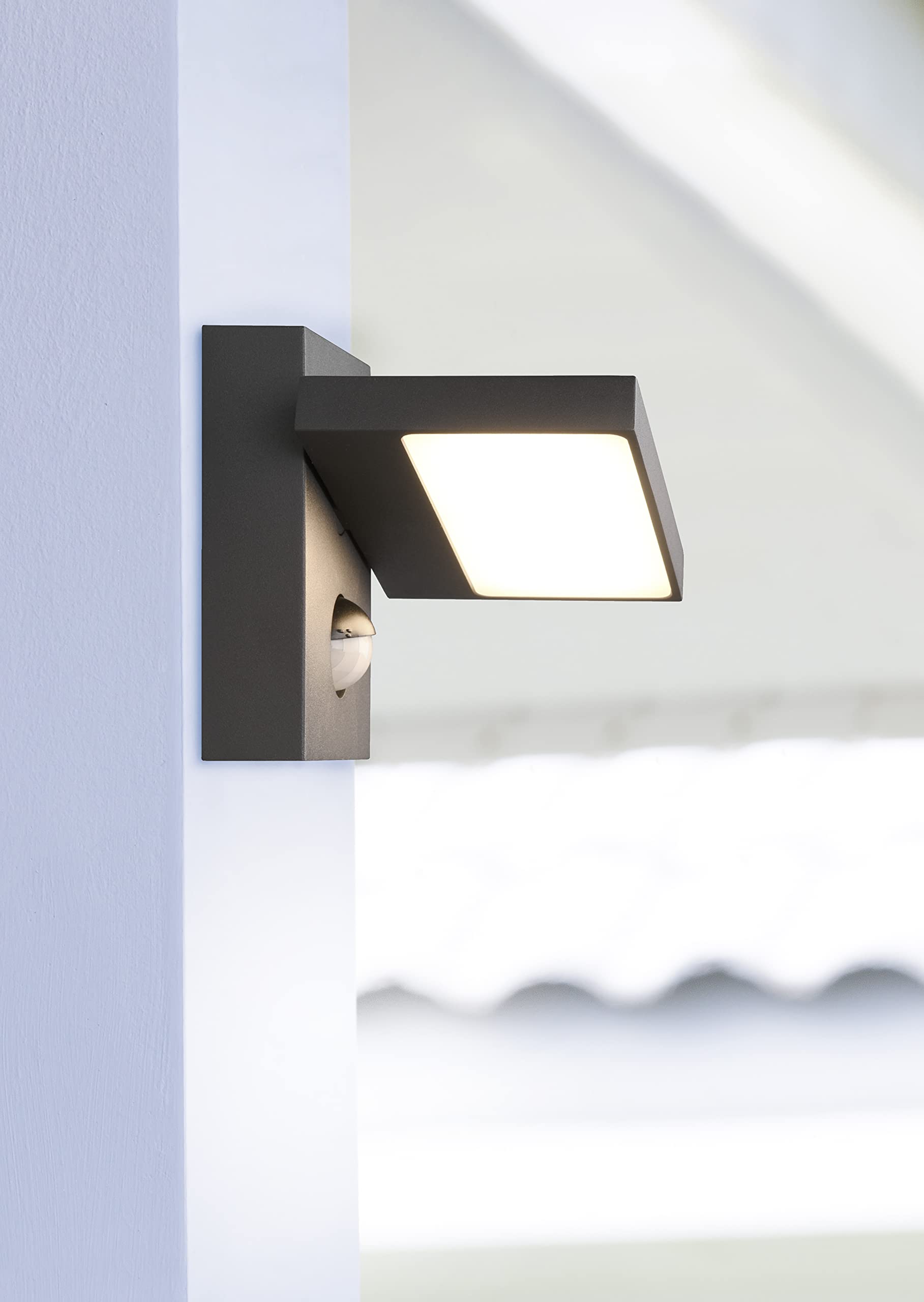 Trio Leuchten LED Außen Wandleuchte Horton 226360142, Aluminium Druckguss Anthrazit, inkl. 8 Watt LED, inkl. Bewegungssensor