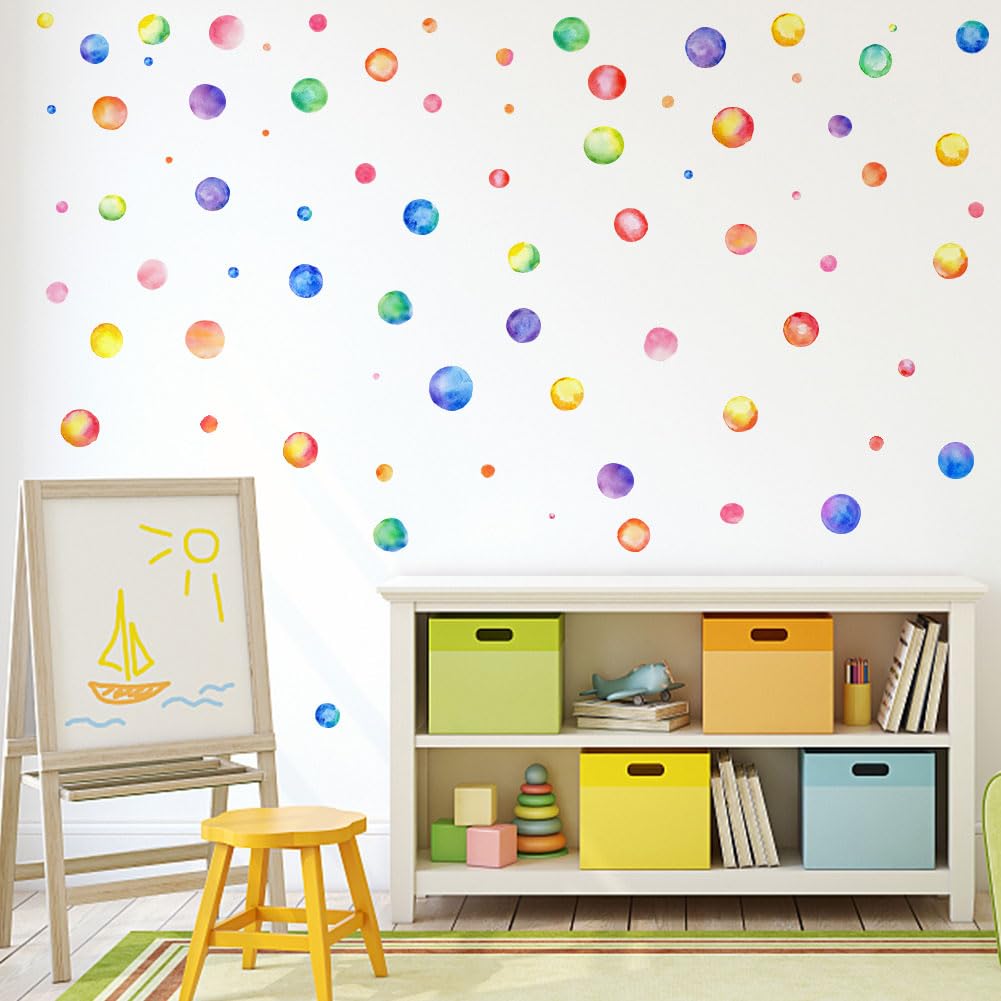 SUPERDANT 2PCS Wall Decals Watercolor Polka Dots Wall Stickers Colorful Artistic Decal Peel and Stick Self Adhesive Sticker PVC Decoration Living Room Bedroom Home Decorations โ image 1