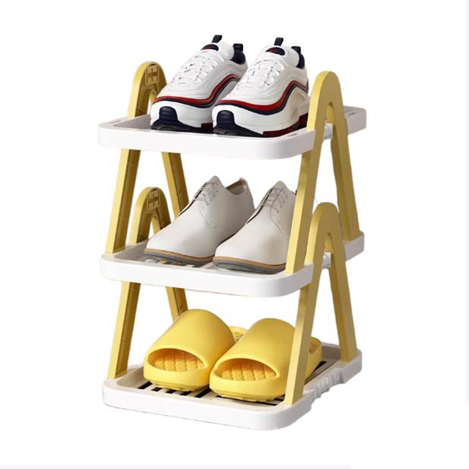 Scarpiera a 3 ripiani, impilabile, sottile, verticale, organizer per corridoi, cucine, camere da letto, mensole compatte in plastica per una gestione ordinata dello spazio