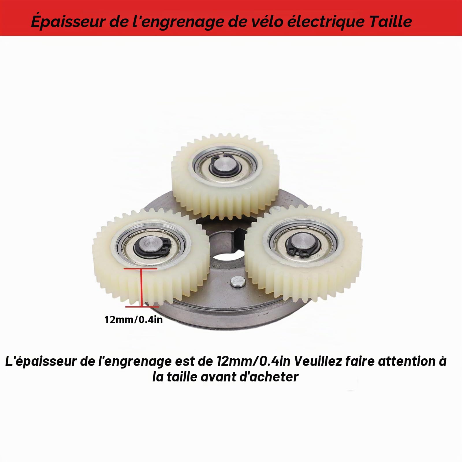 Vélo électrique 36T Nylon Gears et 70mm Kit d'embrayage pour 250W 350W Mid Drive Motor