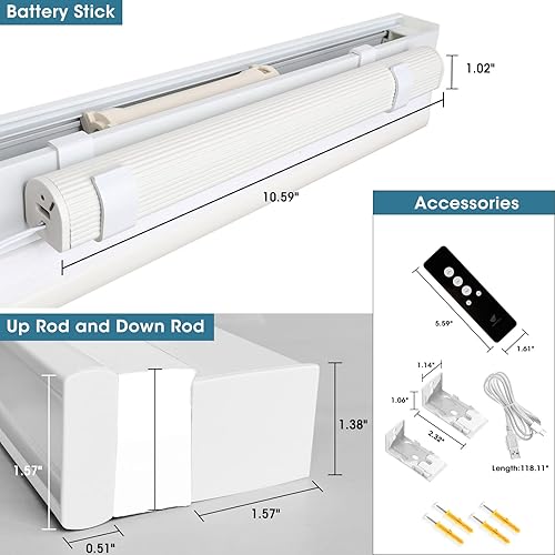 Miniatura 8 de SmartWings Persianas celulares motorizadas, persianas de panal 100% opacas compatibles con ZigbeeAlexaZ-WaveHomekit, control remoto inalámbrico para