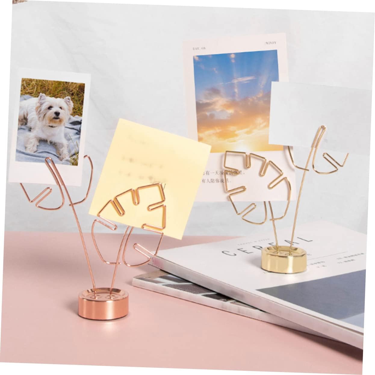 STOBOK 6pcs Decorative Photo Clip Holders Multi-Functional Card Stands for Desktop Decor for Displaying Pictures Notes and Business Cards