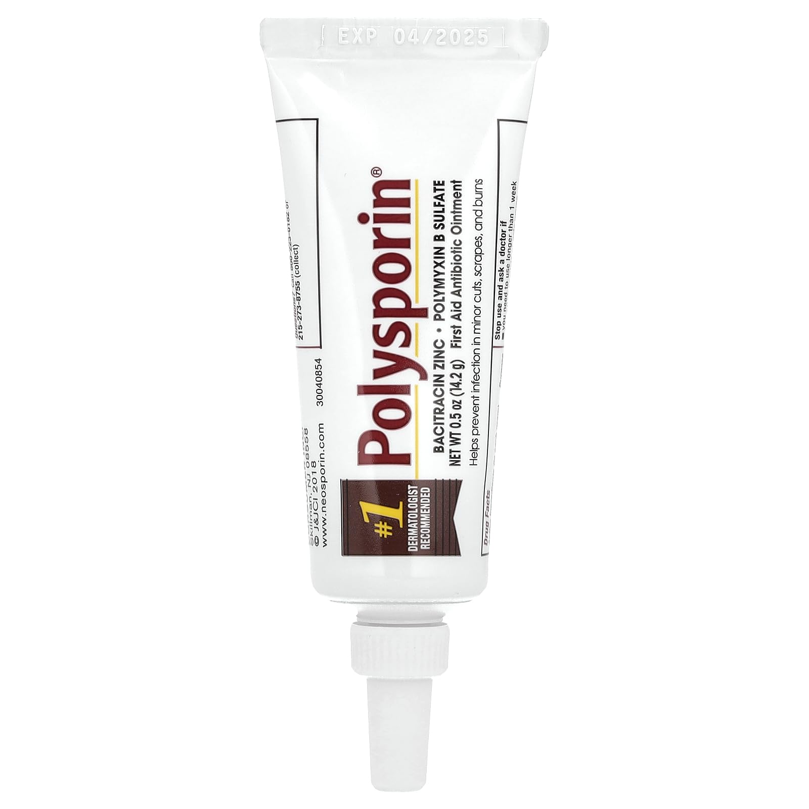 Polysporin First Aid Topical Antibiotic Ointment with Bacitracin Zinc & Polymyxin B Sulfate, For Infection Protection & Wound Care Without Neomycin, Travel Size, 0.5 oz