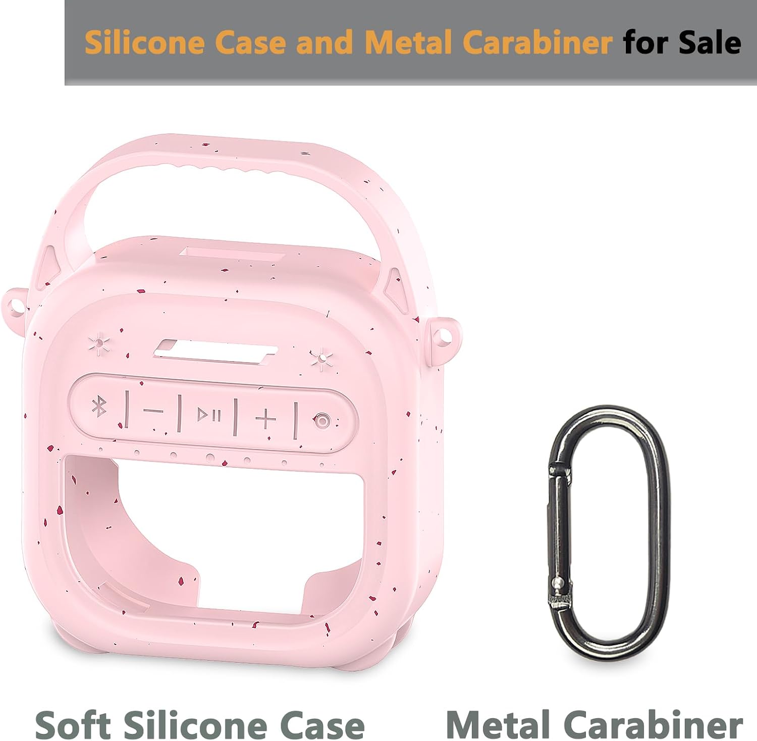 Silicone Cover Case for Bose SoundLink Micro 2 Portable Bluetooth Speaker, Accessories for Micro 2 Speaker Silicone Cover with Handle and Carabiner (Petal Pink)