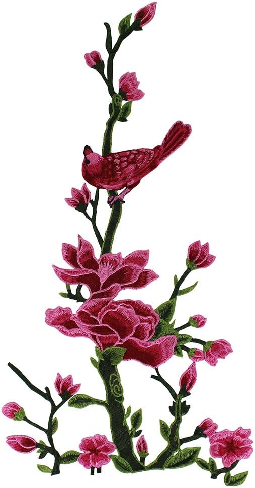 EMDOMO - Parches de tela con diseño de árbol de pájaros bordados para ropa y accesorios de costura decorados