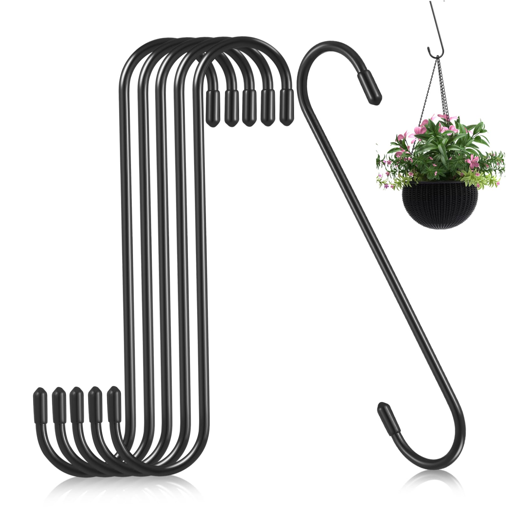 Hemoton Brake Caliper Hooks Heavy Duty 6 Pack Long s Hooks Rubber Tips for Hanging for Planters Kitchen Garage