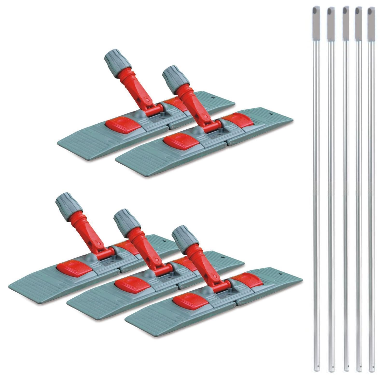maxxi4you 5 x Klapphalter mit Stiel für Wischmopp 50 cm