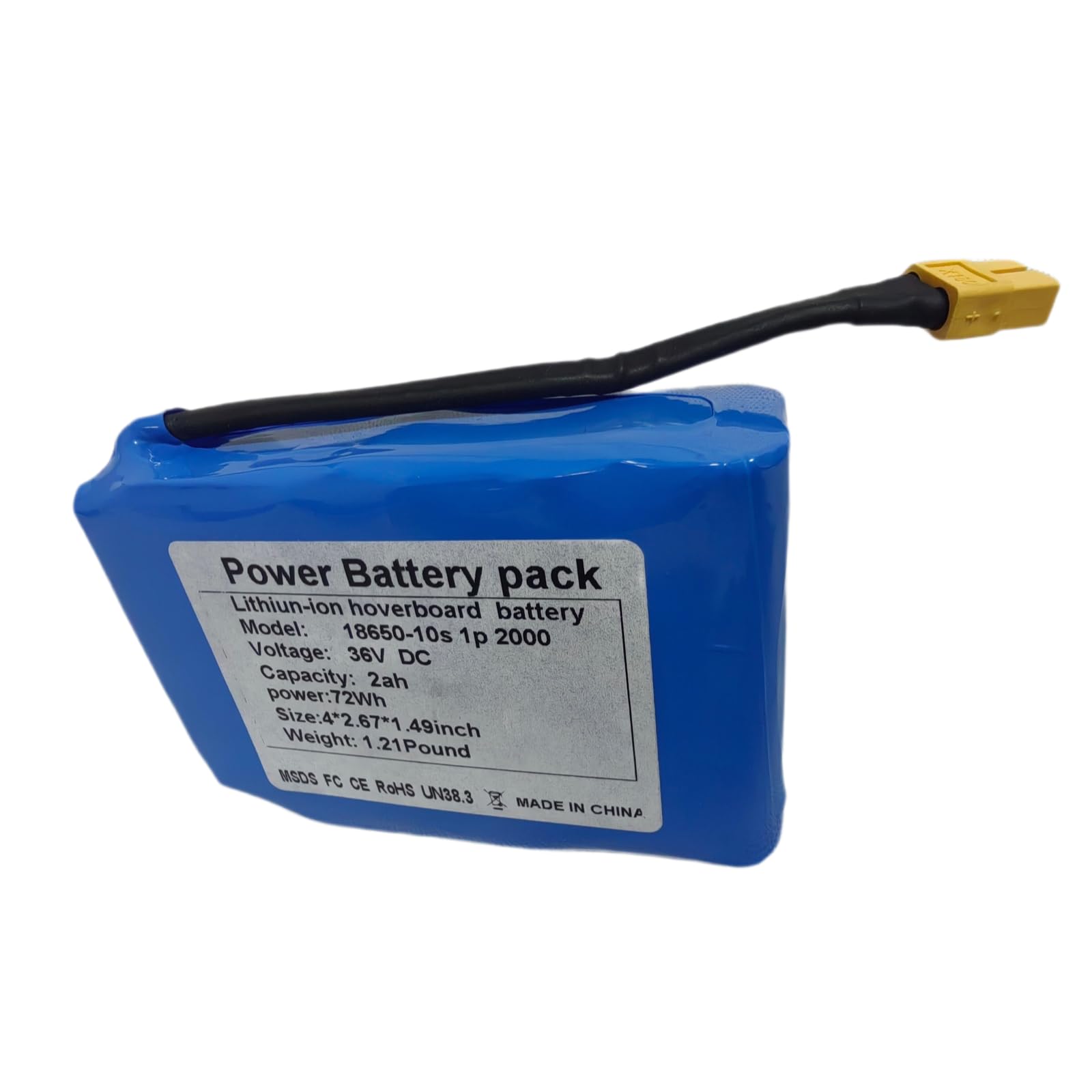36V Hoverboard Battery Replacement Pack - Rechargeable 10S1P Li-ion Battery (72Wh, 36V DC)