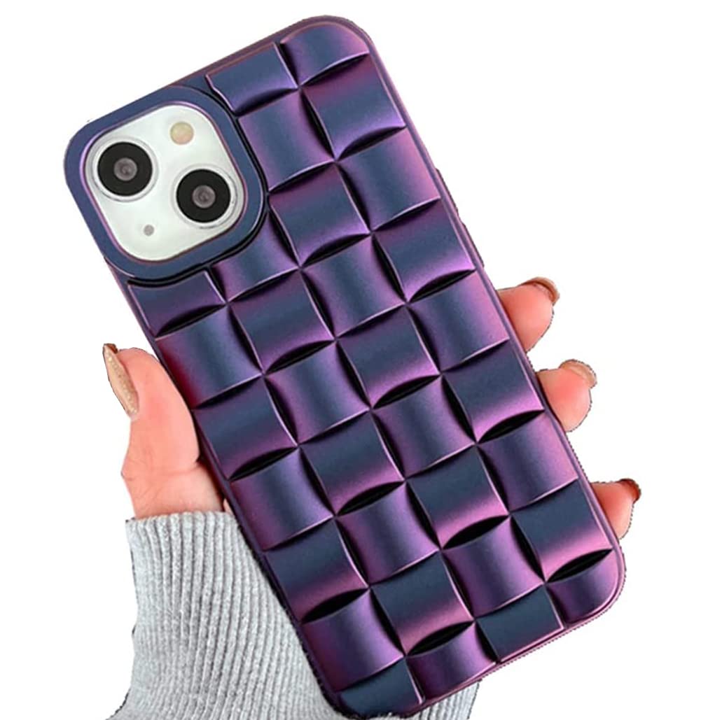 LEMONCOVER for iPhone 13 Case (6.1") Marble Cute Clear Glitter Bling Design Gradient Pattern,Soft Camera Screen Protective Bumper for Women Girls Slim Flexible Shockproof Cover- Green Purple