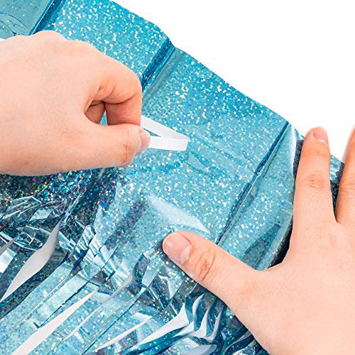 Blue Tinsel Curtain Party Backdrop - Greatril Foil Curtain Party Decor Photo Streamers Backdrop For Birthday/Baby Shower/Mermaid/Under The Sea/Ocean/Frozen Party Decorations - 1M X 2.5M - Pack Of 2 #TOP6