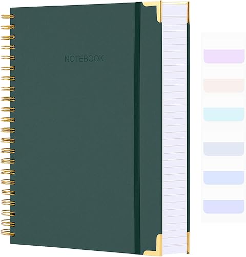 Cuaderno de espiral, cuaderno de rayado universitario, 8.5" x 11", 300 páginas cuaderno diario de tapa dura de cuero para mujeres y hombres,