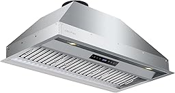 VENFAN 36 Inch Range Hood Insert, 1200 CFM Ultra Quiet Kitchen Vent Hood, Gesture & Touch Control, Ducted/Ductless Convertible, Stainless Steel with Memory Function