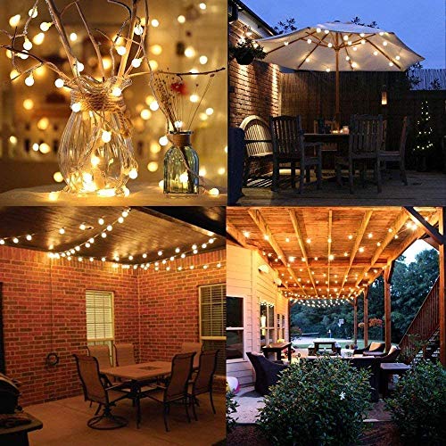 Lichtsnoer met bollen, 15 m, 100 leds, insteken, 8 modi, met afstandsbediening en timer, waterdichte verlichting voor… - Afbeelding 5