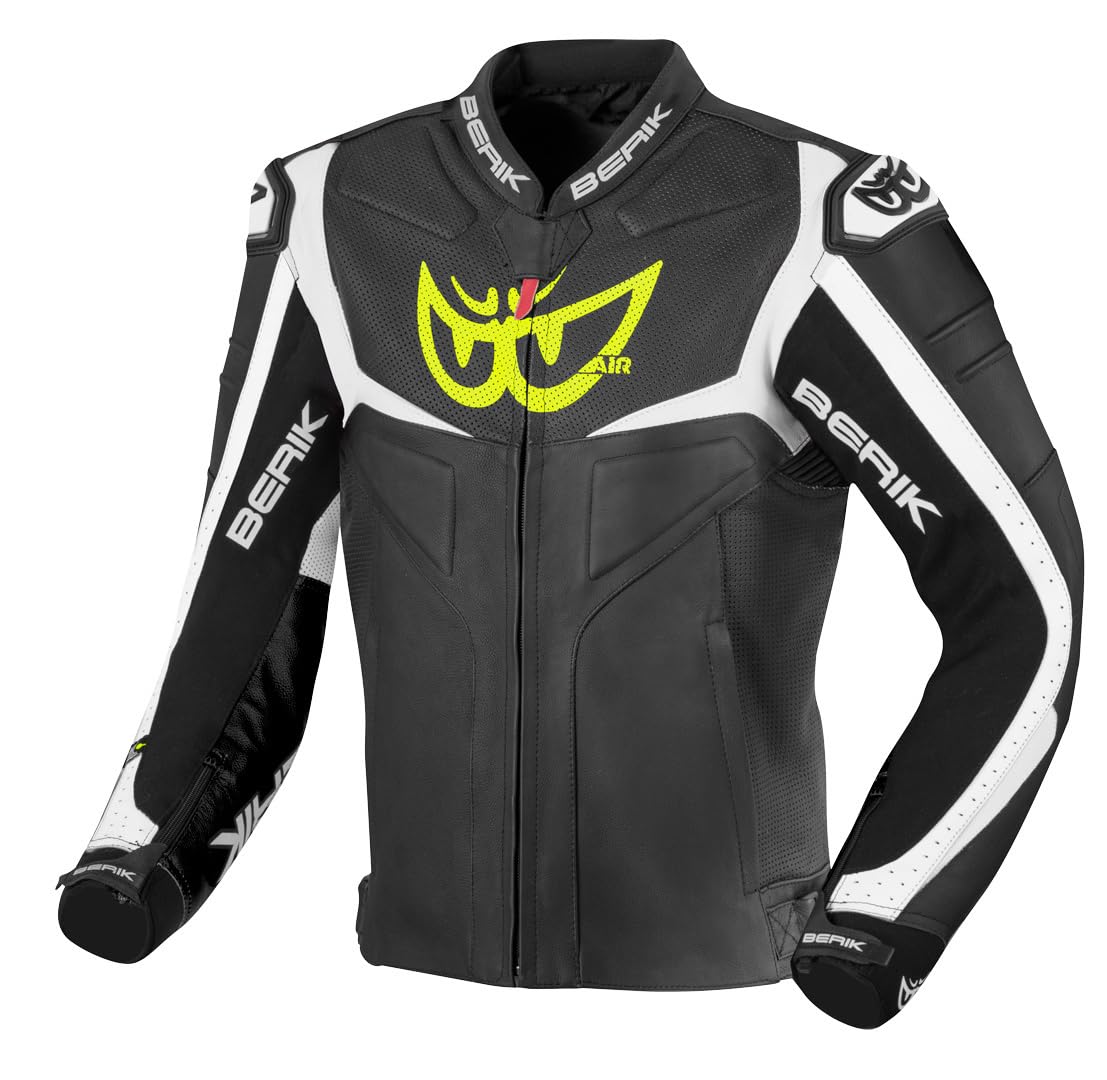 Berik Wild Chase Giacca in Pelle da Moto, Nero/Bianco, 50