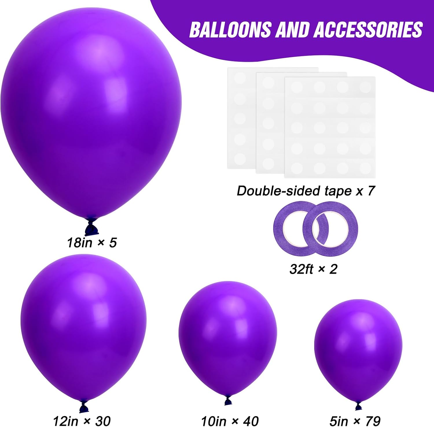 RUBFAC Dark Purple Balloons Arch Kit Different Sizes for Party 154pcs image 2